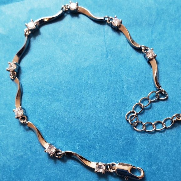 Silver bracelet with Cubic zirconia diamonds - Picture 3 of 8